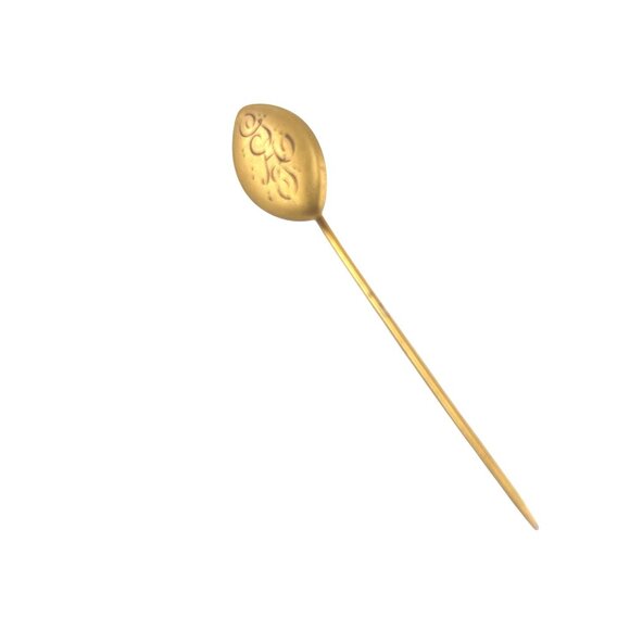 Antique 10K Gold Tone Leaf Stick Pin Brooch Intricate Engraved G A G - Picture 5 of 6
